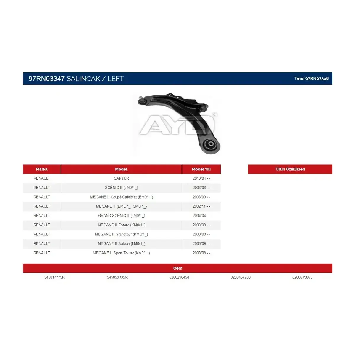 8200679063 SALINCAK SOL MEGANE II 18 MM AYD