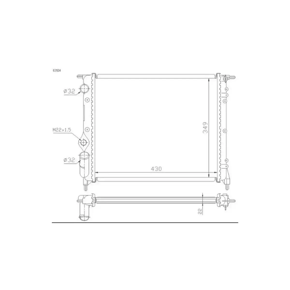 7700786444 RADYATOR EXP II (MEK.) (430x349x23) ORIS