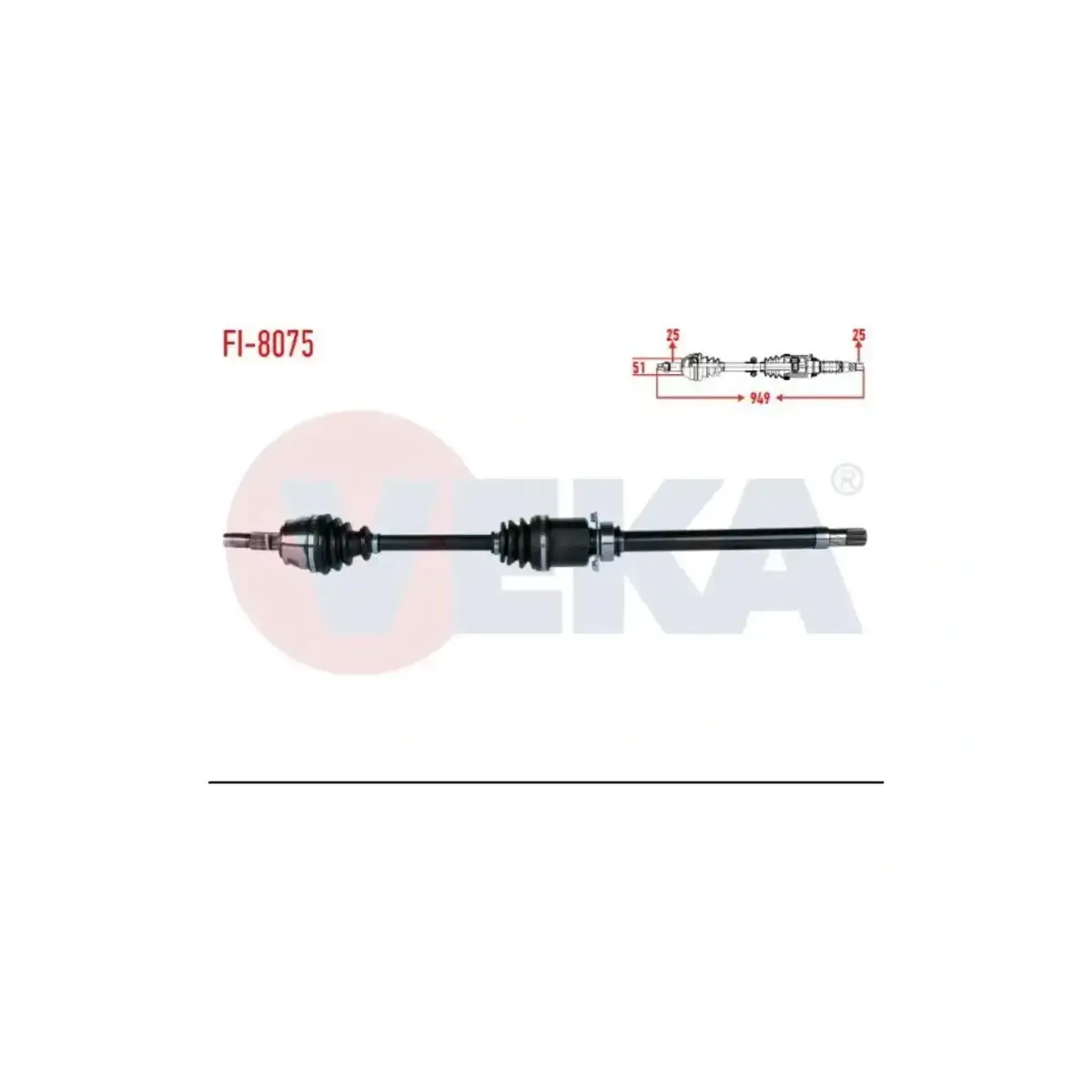 46308043 KOMPLE AKS SAG ON FIORINO (225) 1.3 MJT A-T UZUNLUK 949 mm 2008-2013 VEKA