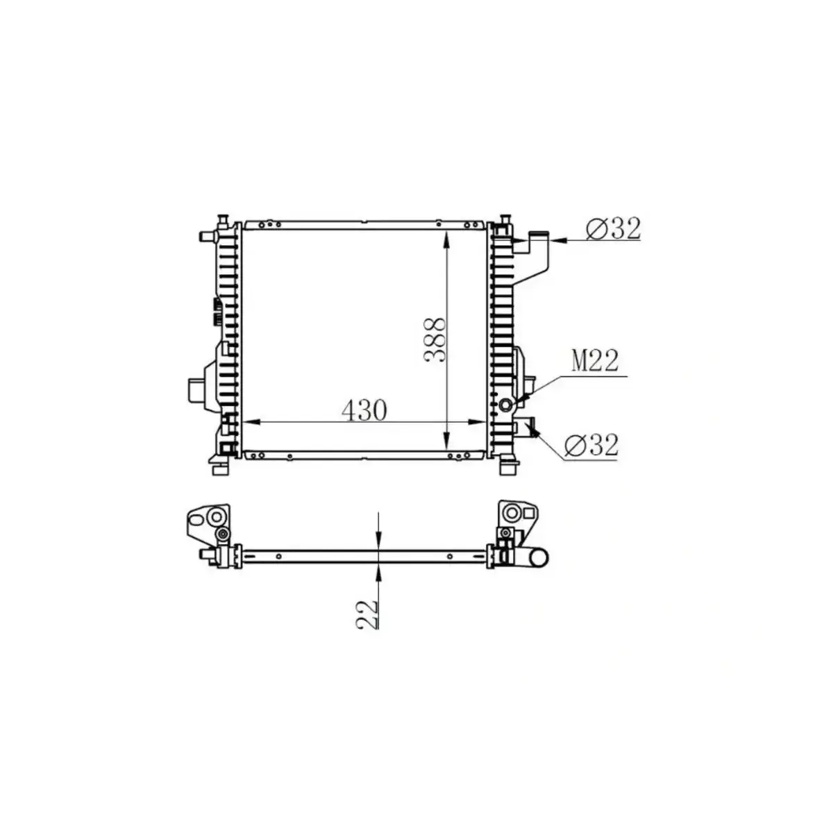 7701045211 RADYATOR TWINGO 1.0I 1.2I 93> 63835A MT (430X388X22) ORIS