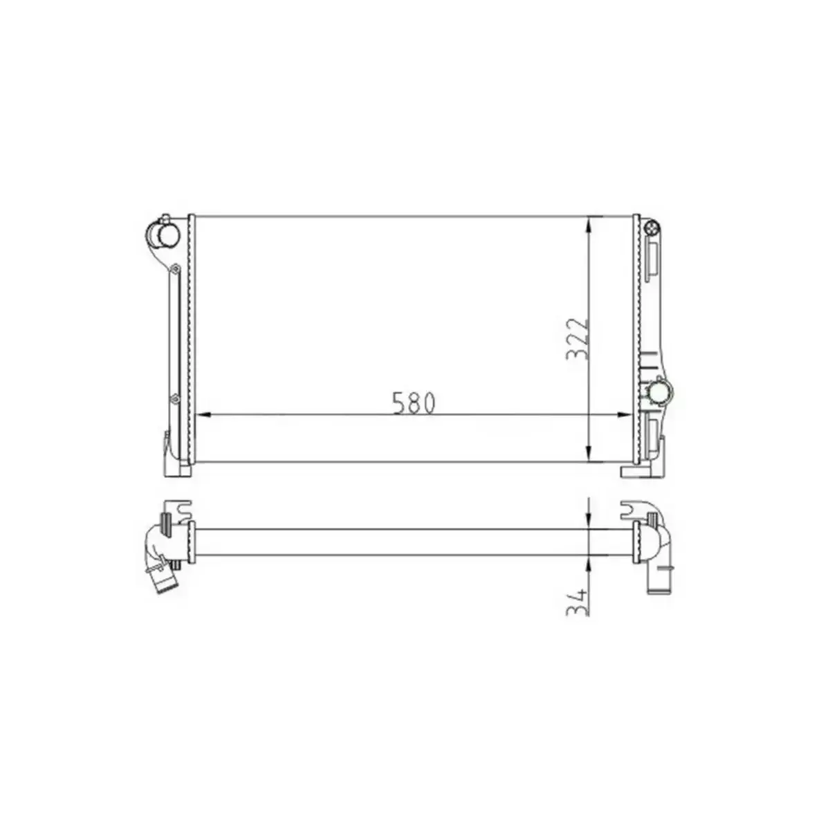 51708005 RADYATOR PUNTO IDEA 44621 MJTD 04> 61896 MT (580×322×34) ORIS