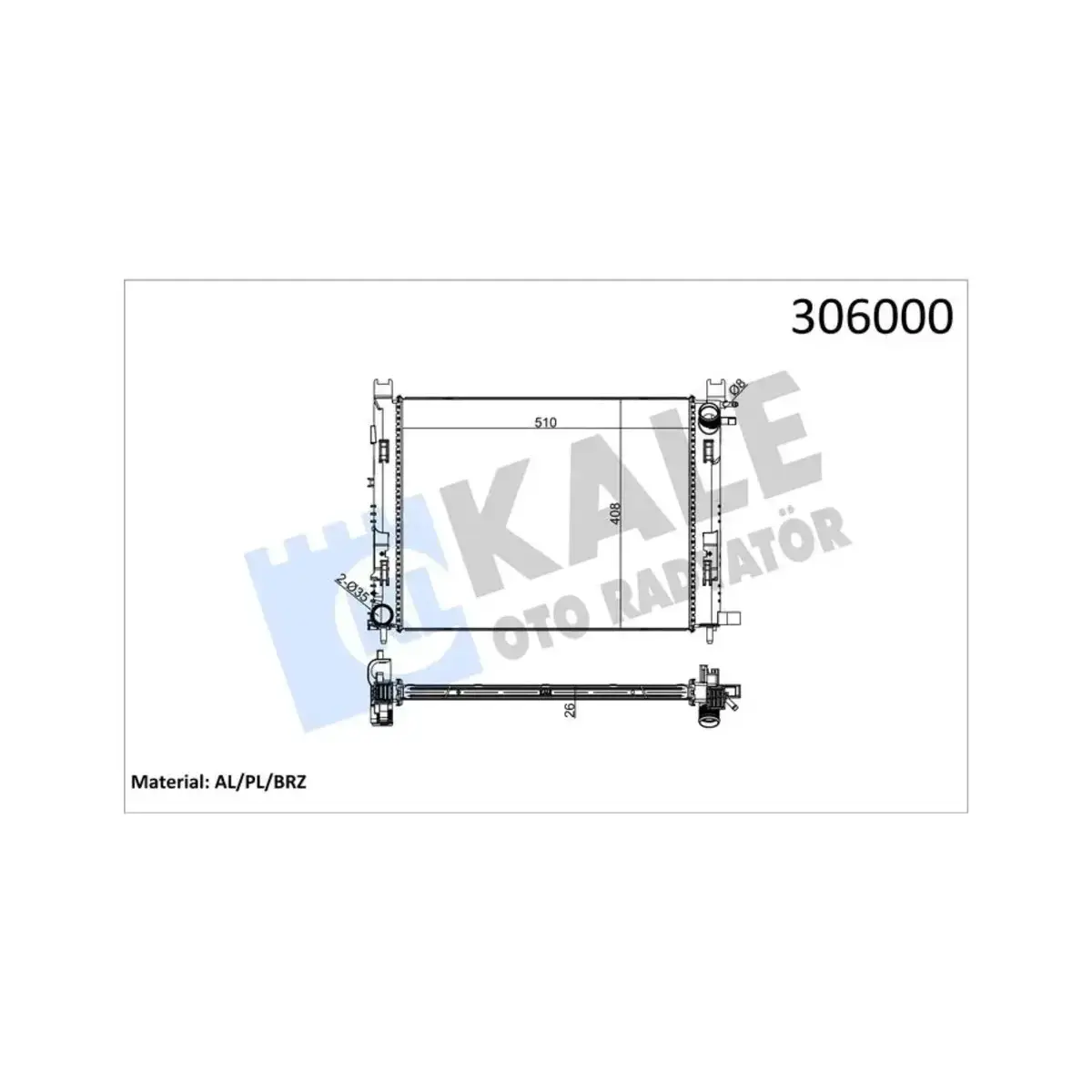 214100078R RADYATOR CLIO IV 2011 - 2012=> DACIA DOKKER LOGAN II LODGY 0.9 1.2 1.5DCI 26mm AL/PL/BRZ KALE