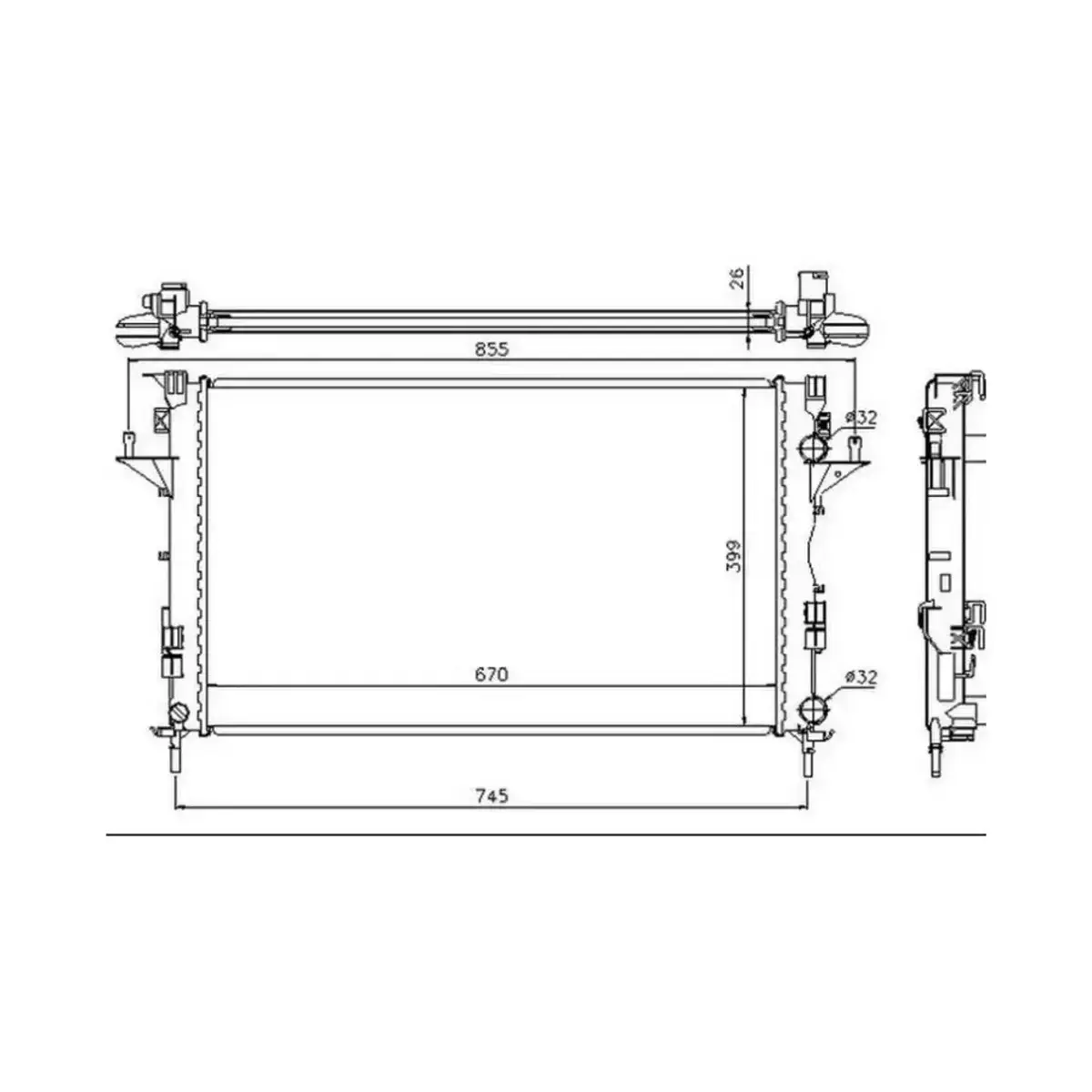 8200008764 RADYATOR LAGUNA II 1.6 1.8 2.0 1.9 DCI (AC+MEK+OTOM) (670x399x26) (2 SIRA AL SISTEM) 63813 ORIS