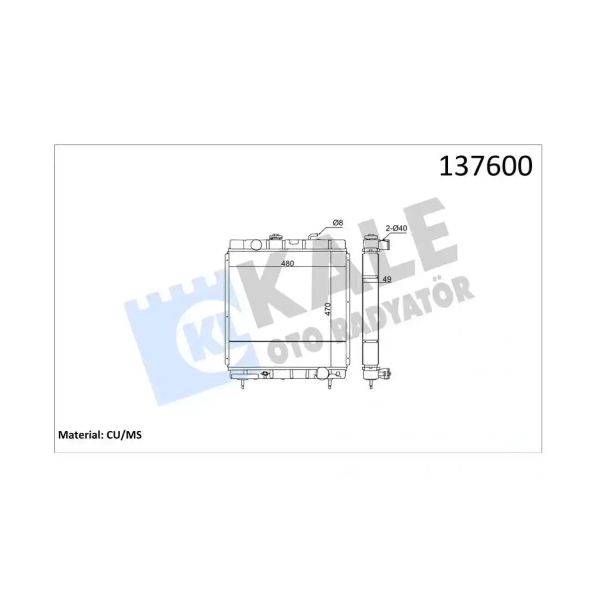 P-60102 RADYATOR J9 YM TROPIK EKSTRA SISTEM 2 SIRA EXT KALE
