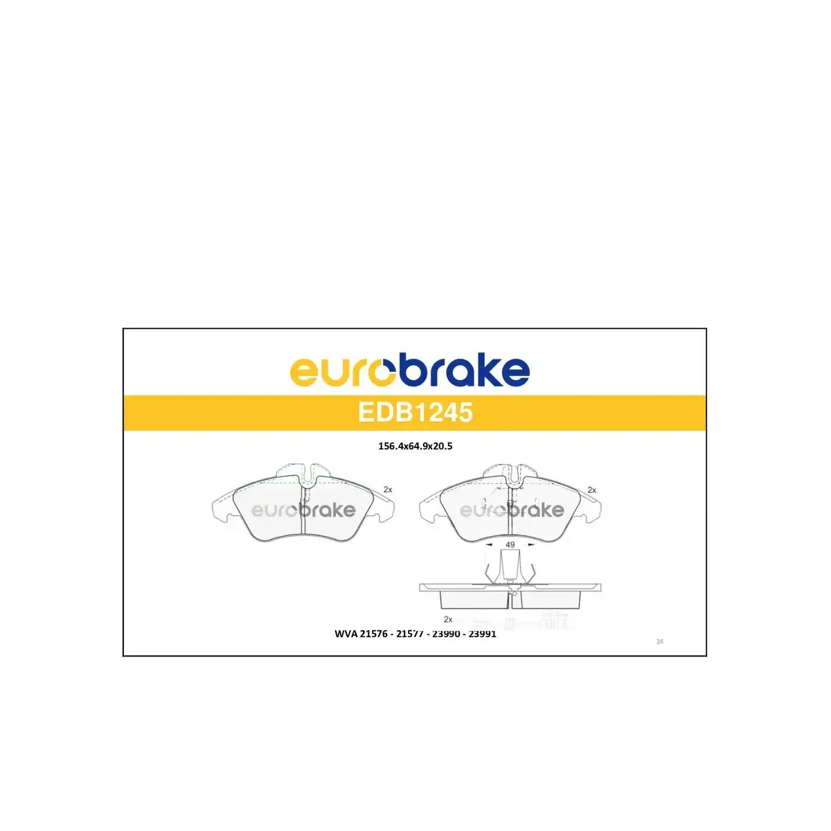 24203920 FREN BALATASI ON V-CLASS 638/2 97>03 VITO 638 97>03 SPRINTER 97>06 LT 28/35 96>06 EUROBRAKE