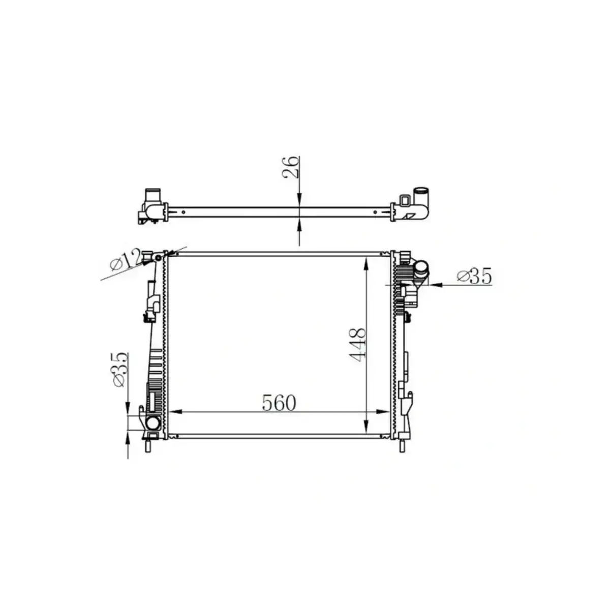 8200411166 SU RADYATORU TRAFIC II VIVARO VIVARO (560X448X26) ORIS