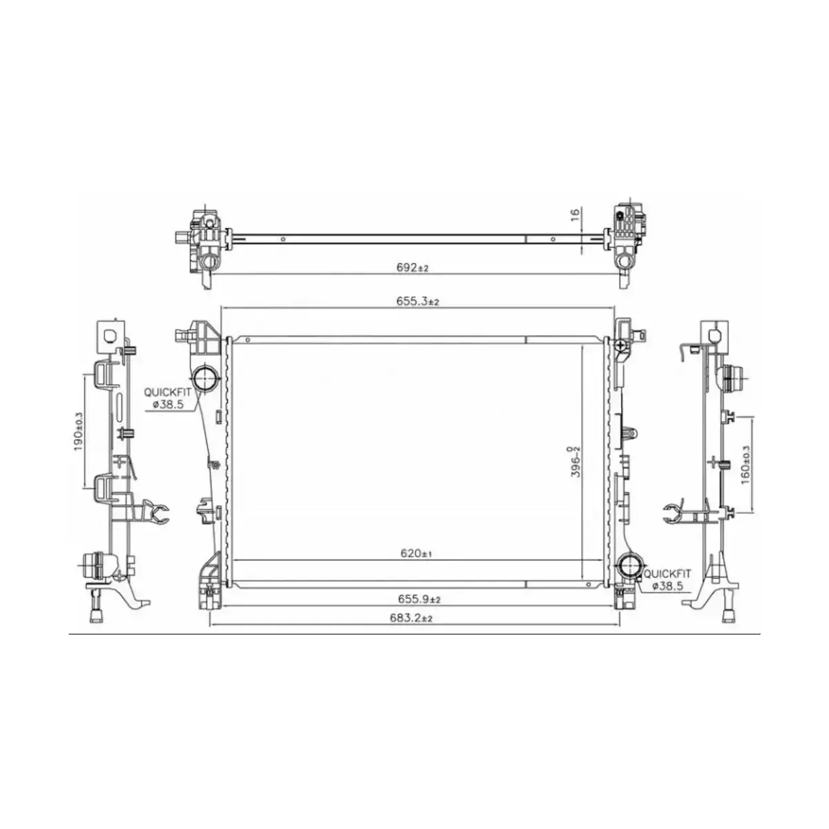 51887947 RADYATOR 500 L 2012> 606441 MT (620X396X26) ORIS