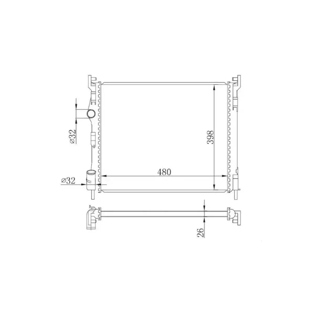 7700436916 RADYATOR CLIO II 1.5DCI (AC+KLIMASIZ+MEK) (480x398x26) ORIS