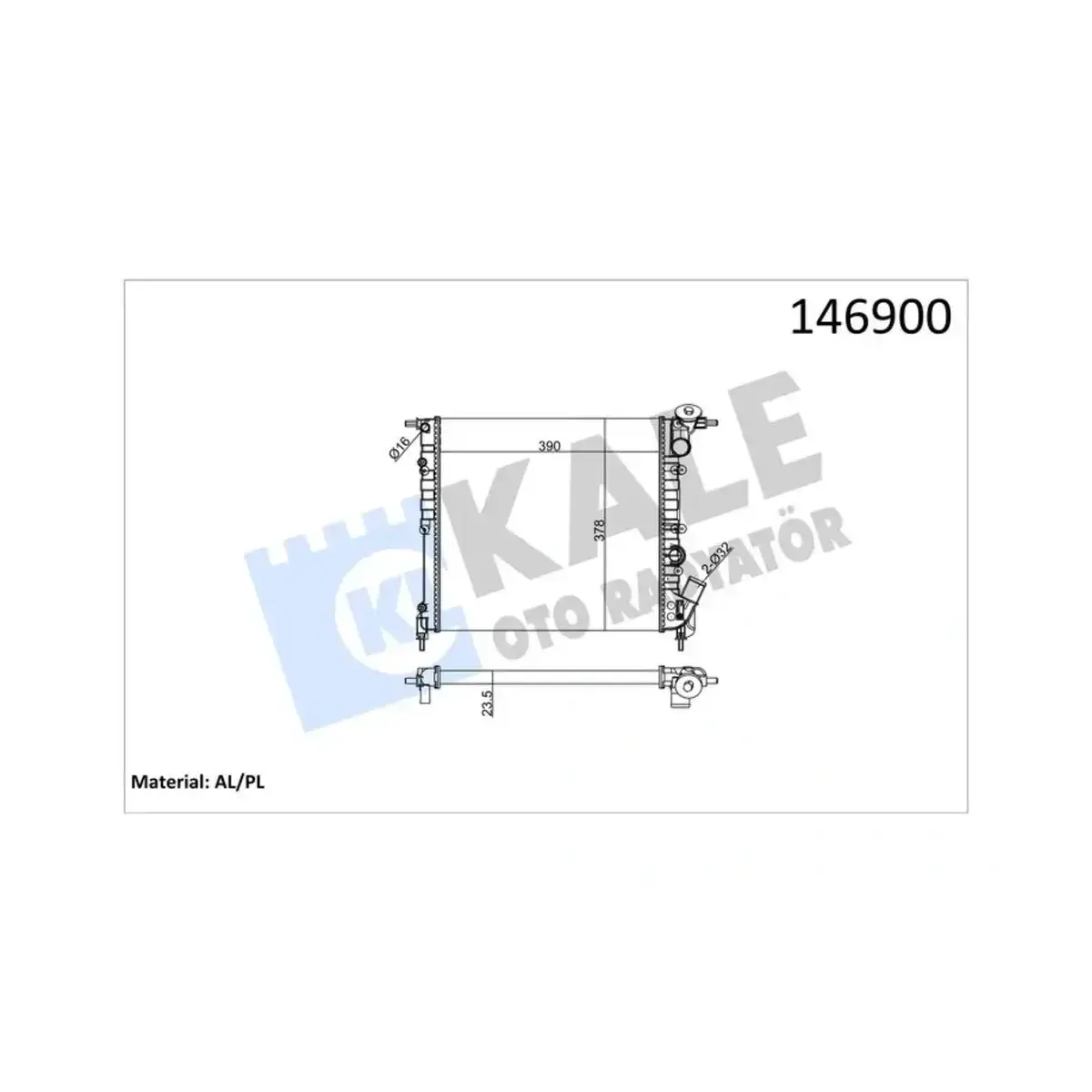 146900 RADYATOR RENAULT CLIO EXPRES 2 SIRA AL+PL SIS AL.MEK KALE