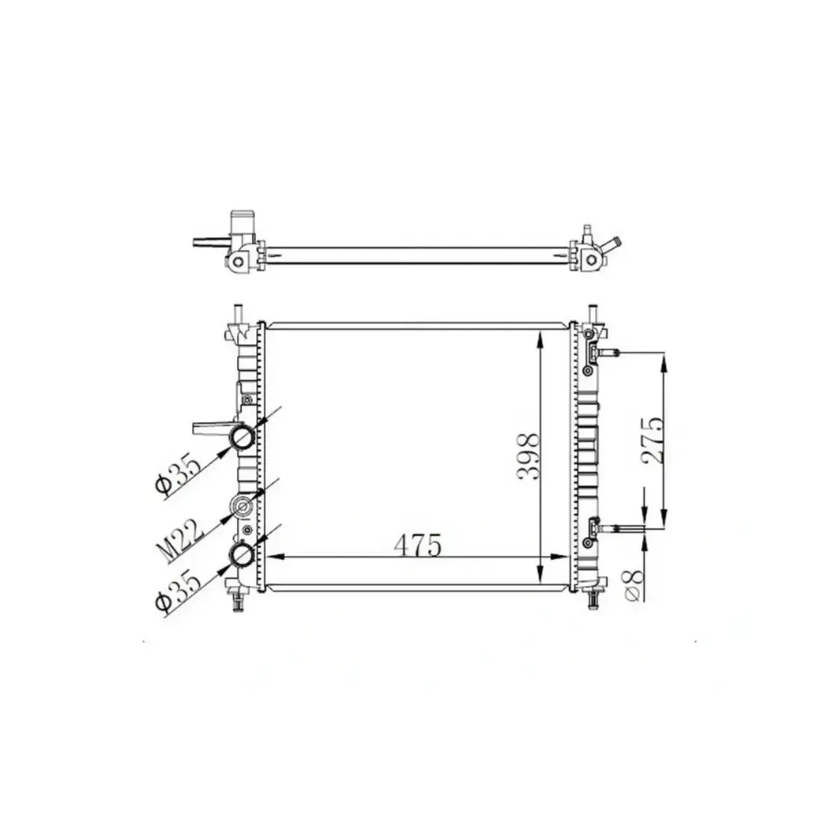 46535007 RADYATOR BRAVA BRAVO MAREA 1.6 16V (96 02) (AC+Otom.) (475x395x22) ORIS