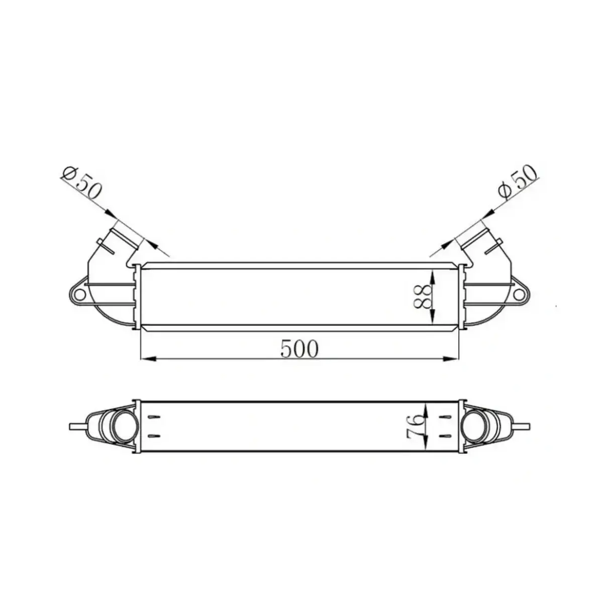 51718953 TURBO RADYATORU (INTERCOOLER) DOBLO 1.3 MJTD 01> 1.9 JTD 01> (500X70X85) (MEK.) ORIS