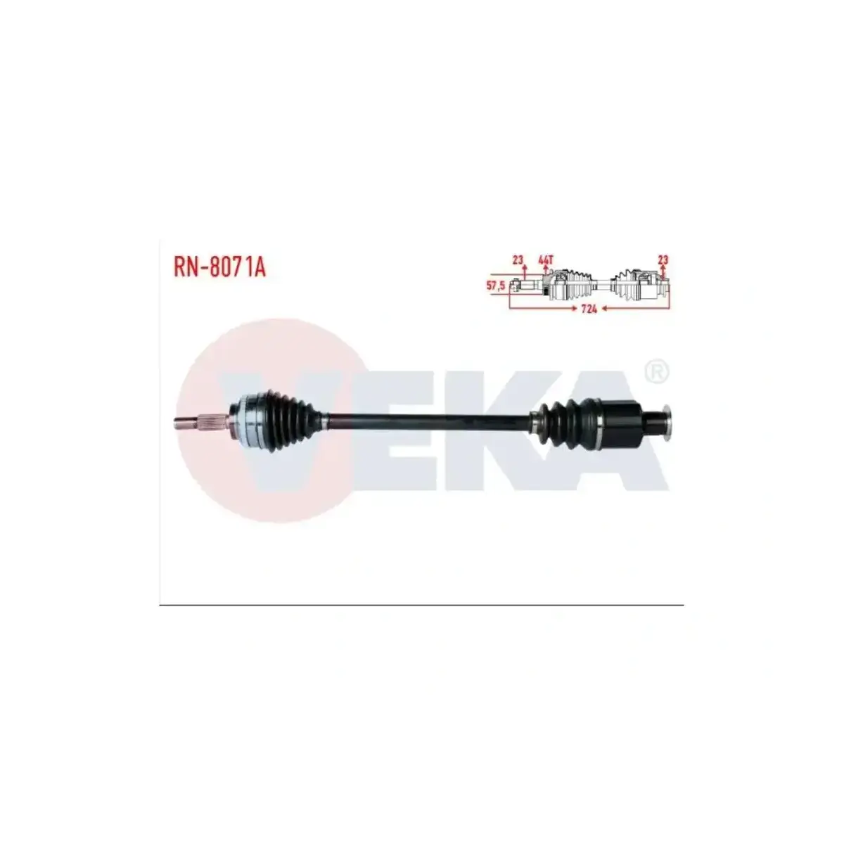 7711134959 KOMPLE AKS SAG ON KANGO (KC0/1) 1.5 DCI KALIN FREZE ABSLI 44 DIS UZUNLUK 724mm 1998-2008 VEKA