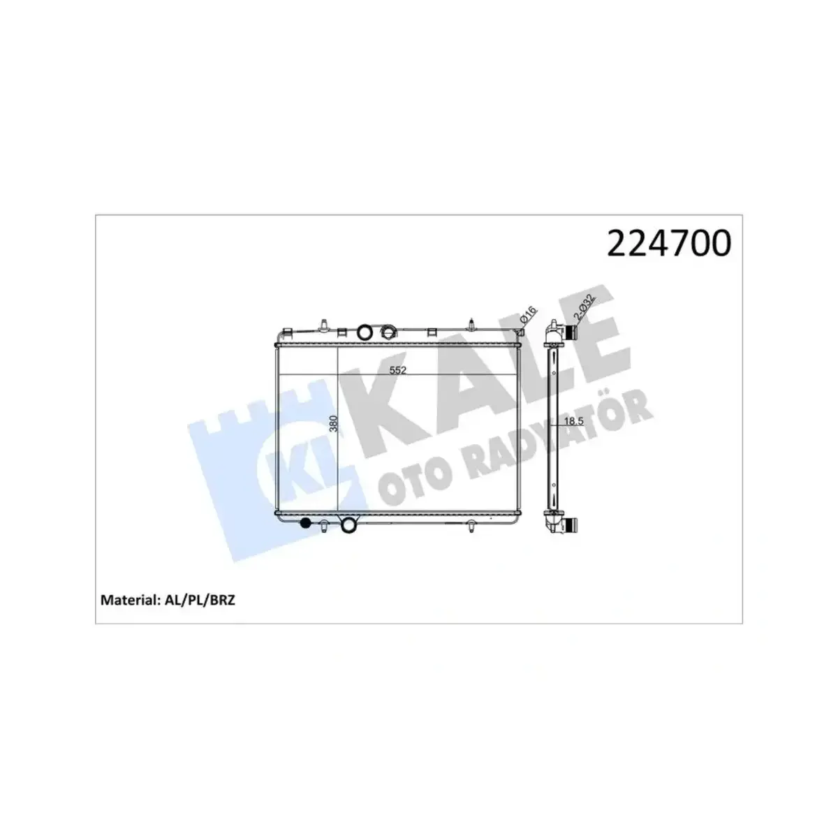 1330.38 RADYATOR P206 1.1I 8V (MT) AL/PL/BRZ KALE 1330.38 RADYATOR P206 1.1I 8V (MT) AL/PL/BRZ KALE