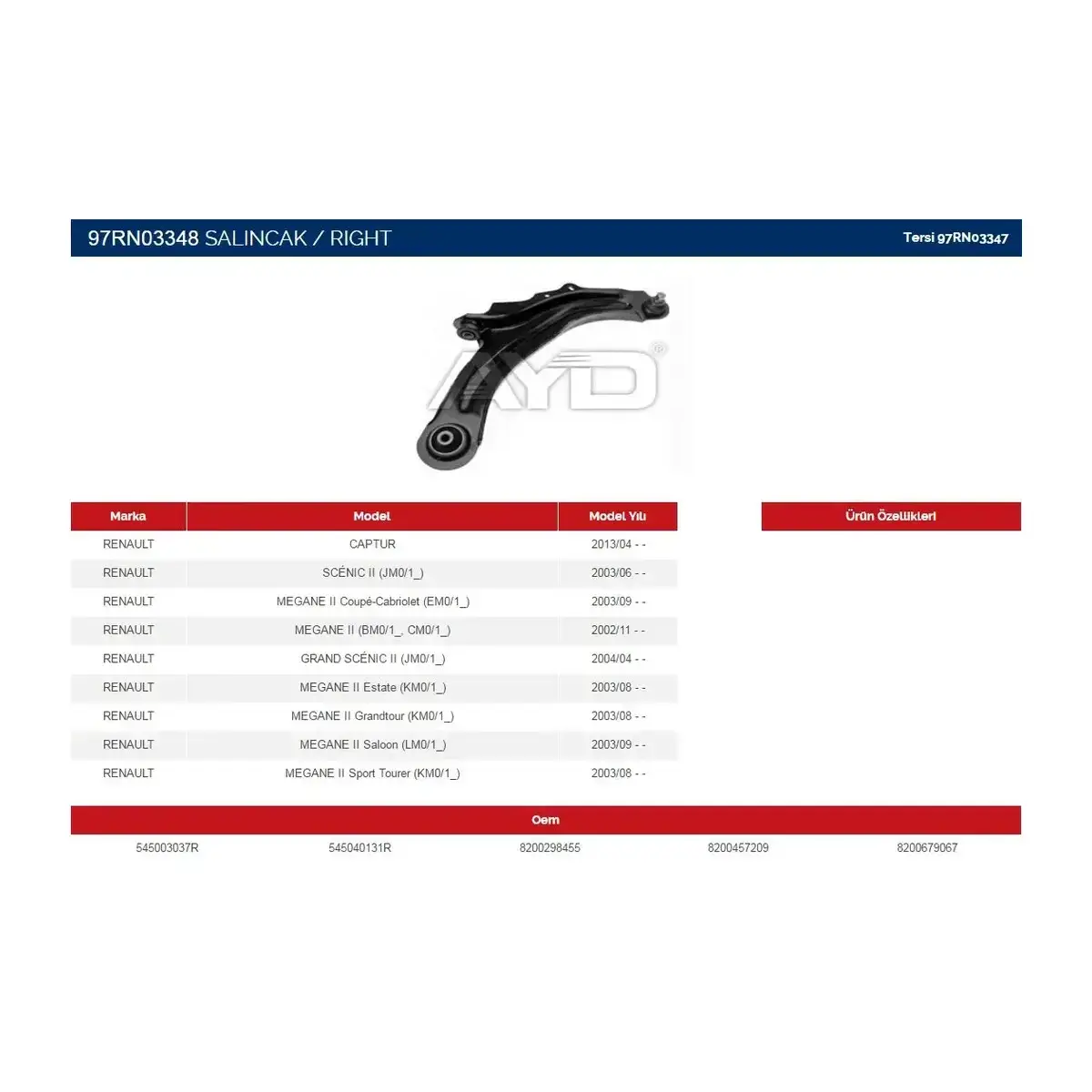 8200679067 SALINCAK SAG MEGANE II 18 MM AYD