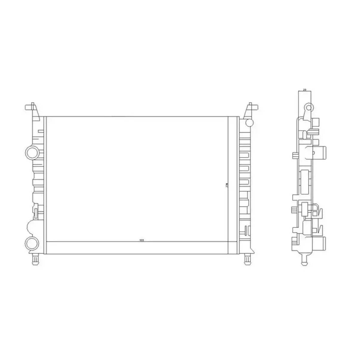 46815887 RADYATOR PALIO 1.2 ALBEA 1.6 (AC+KLIMASIZ+MEK) (530x379x22) ALUMINYUM ORIS