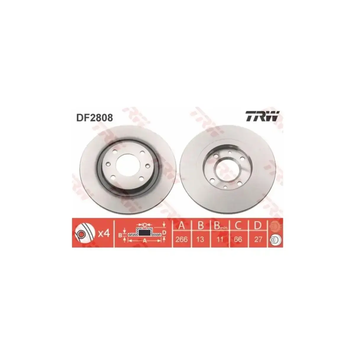 DF2808 FREN DISKI ON ( DELIKSIZ )BERLINGO 1996- C-ELYSEE 2012- C2 2003- C3 2002- C4 CACTUS 2014 -MANDO TIP TRW