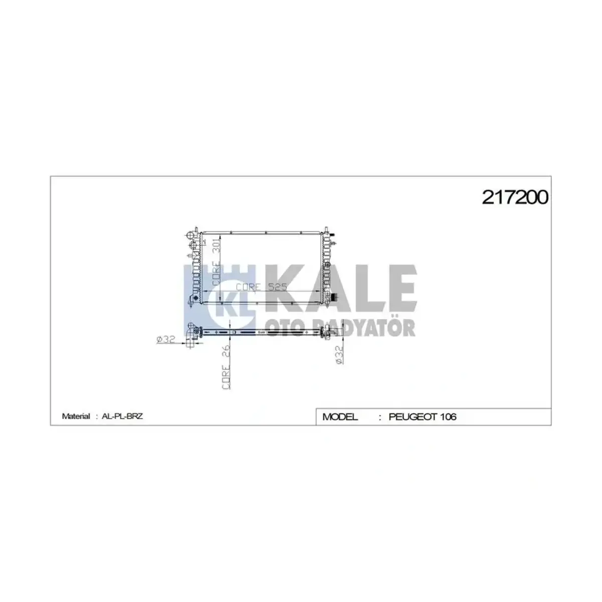1330.05 RADYATOR P106 1.5D (MT) AL/PL/BRZ KALE 1330.05 RADYATOR P106 1.5D (MT) AL/PL/BRZ KALE