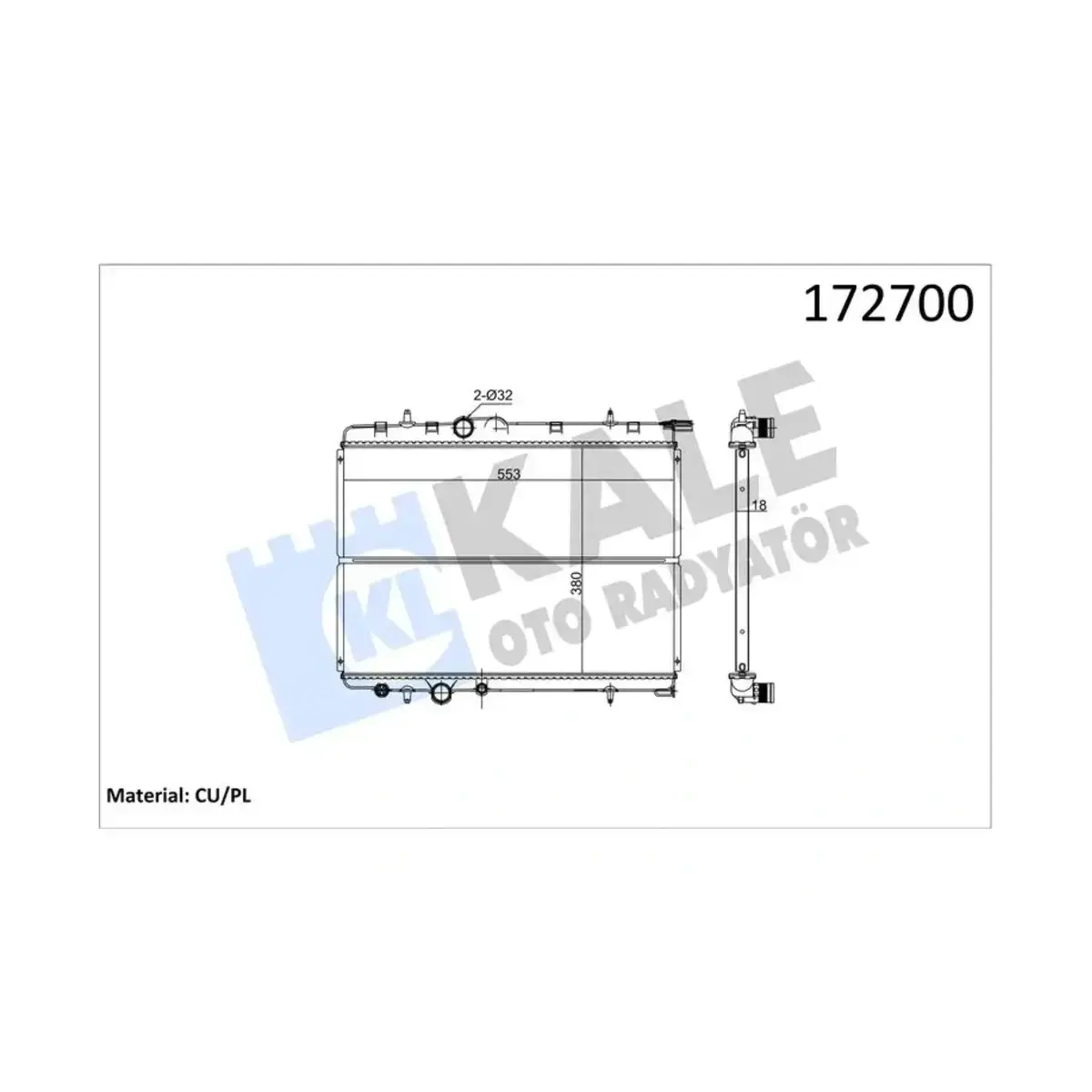1330.85 RADYATOR P307 XSARA 1.6I 16V (AT) 1 SIRA CU+PL KALE