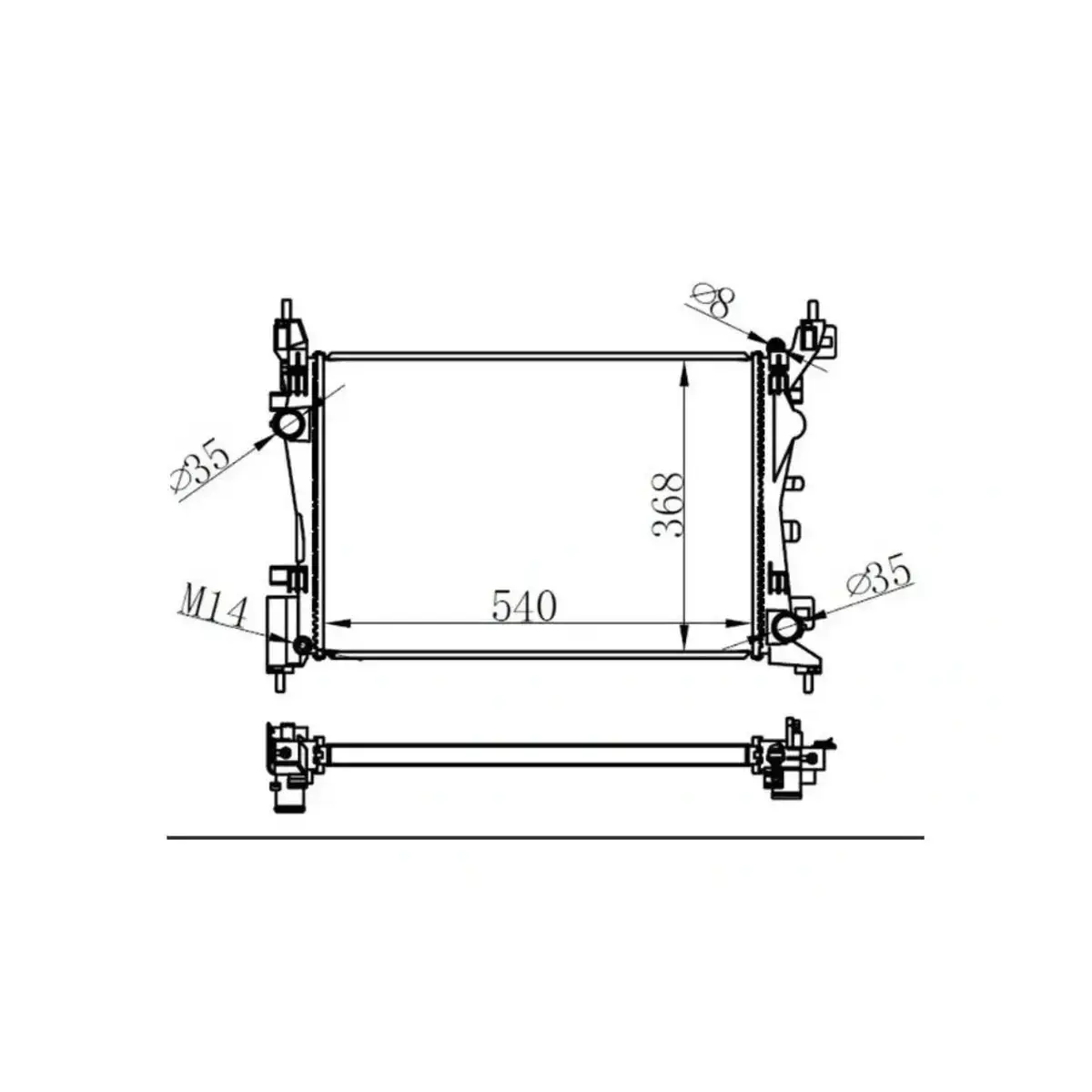 1330T8 RADYATOR NEMO 08>BIPPER 08>FIORINO 08> 1.4 (MEK+AC+KLIMASIZ) (540x368x18) ORIS