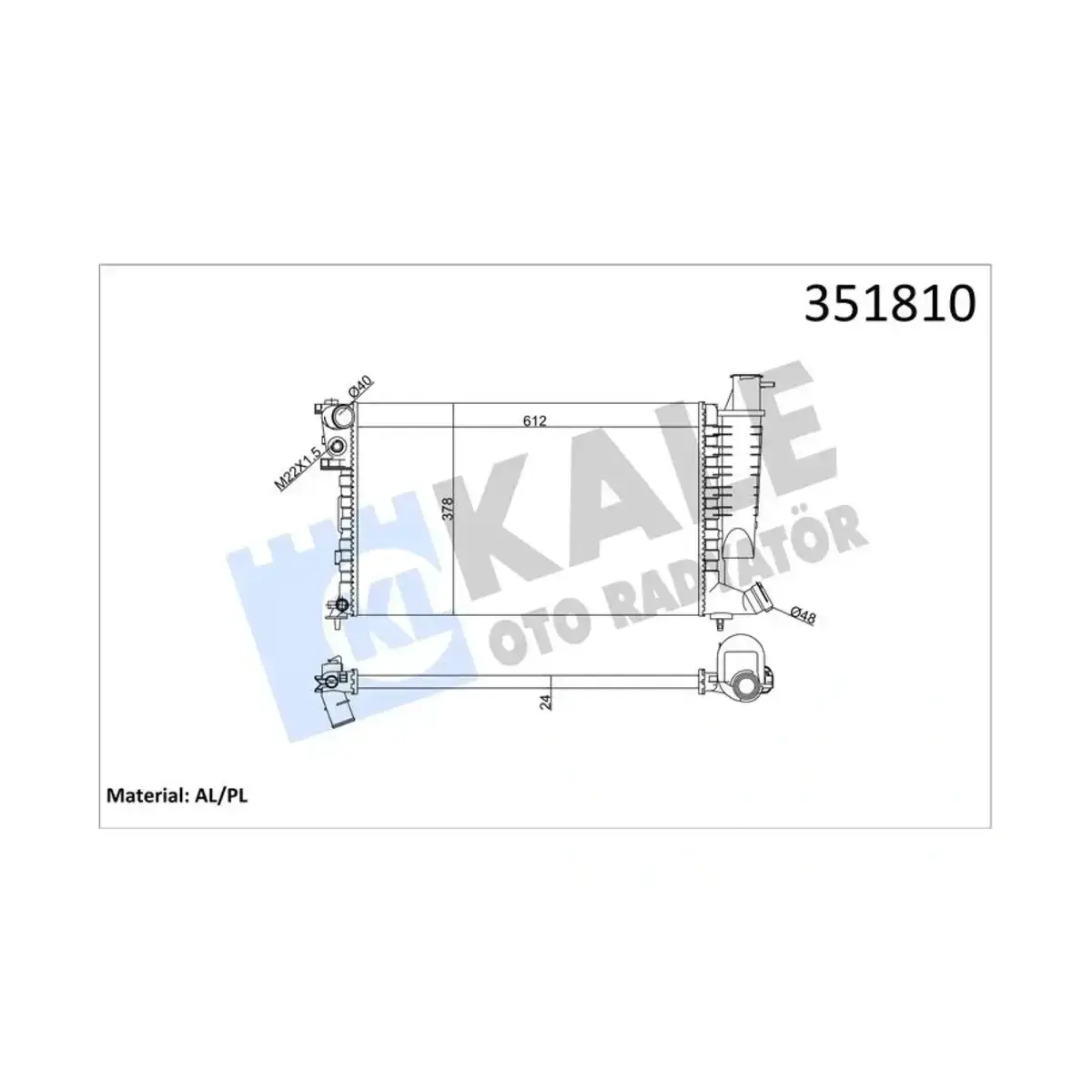 133045 RADYATOR XSARA 1.4-1.6-1.8-2.0 98=>00 ZX 92=> 306 1.4-1.6-1.8 97=>98 AL MKNK KALE