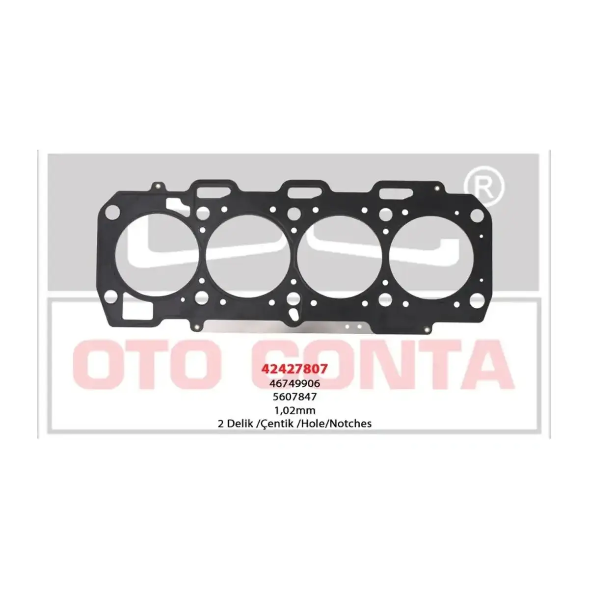 46749906 SILINDIR KAPAK CONTA 2 DELIK MLS COK KATLI CELIK 1.02MM DOBLO 1.9JTD OTOCONTA