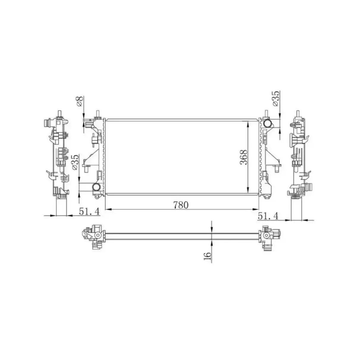 1340359080 RADYATOR DUCATO BOXER JUMPER 2.2 HDI 06>(KLIMASIZ+KLIMALI+MEK+OTOM.) ORIS