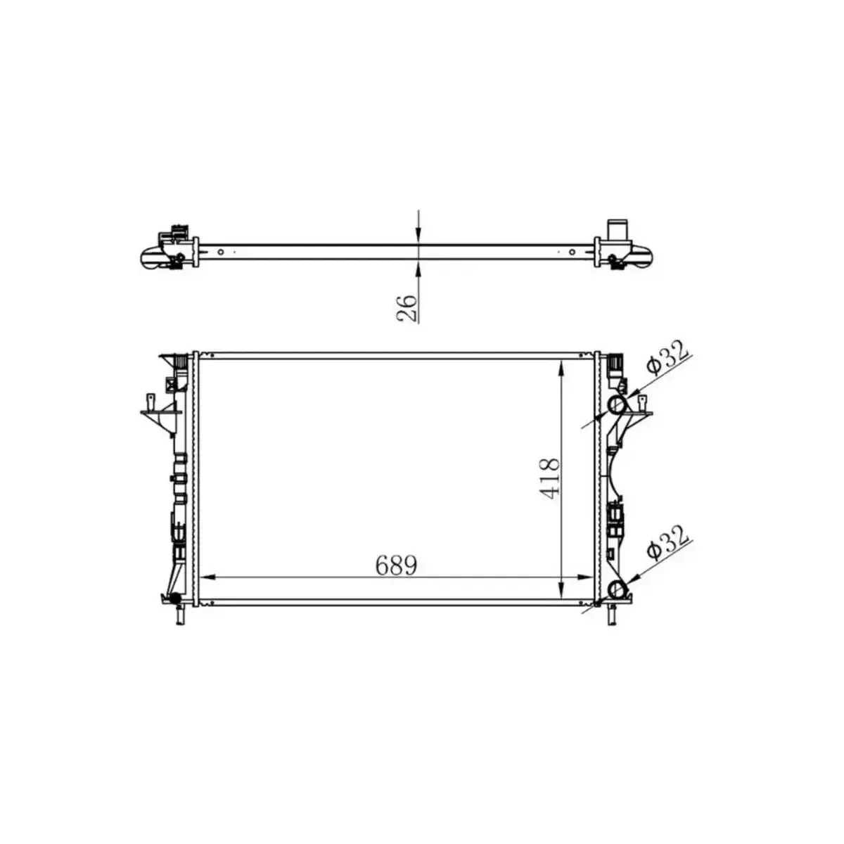 8200008765 RADYATOR LAGUNA II 1.6I 1.9DCI 2.0I 01> (MEK) (689x418x26) ORIS
