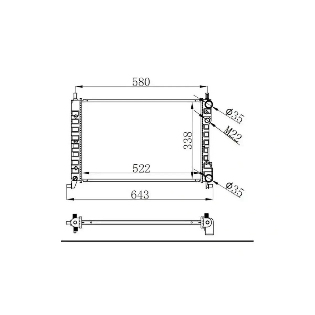 46417059 RADYATOR PALIO ALBEA STRADA 96>1.2 1.4 1.6 16V (KLIMASIZ+MEK) (522x359x23) ORIS