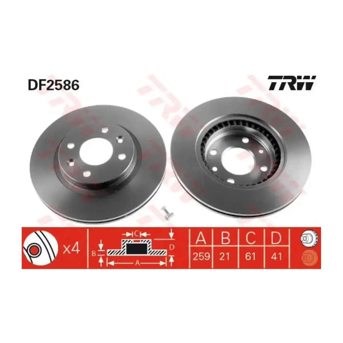 7701206339 FREN DISKI ON HAVALI R19-CLIO I 91>96 CLIO II 98> KANGO 01> MEGANE I 96> MEGANE II 04>10 TWINGO 96> TRW