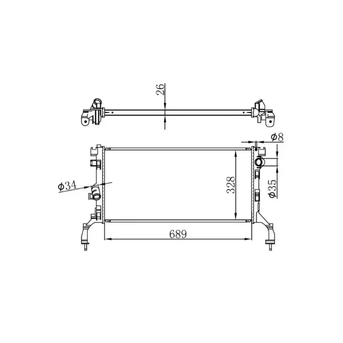 214100004R RADYATOR LATITUDE 1.5 DCI LAGUNA III 1.5 DCI 07> (MEK.) (689x328x26) ORIS