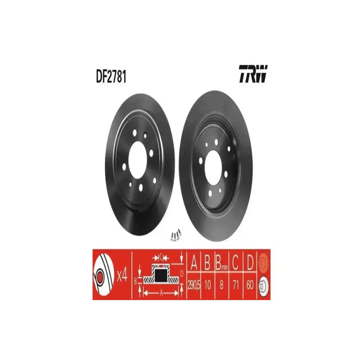 DF2781 FREN DISKI ARKA P406 1995 - 2004 TRW