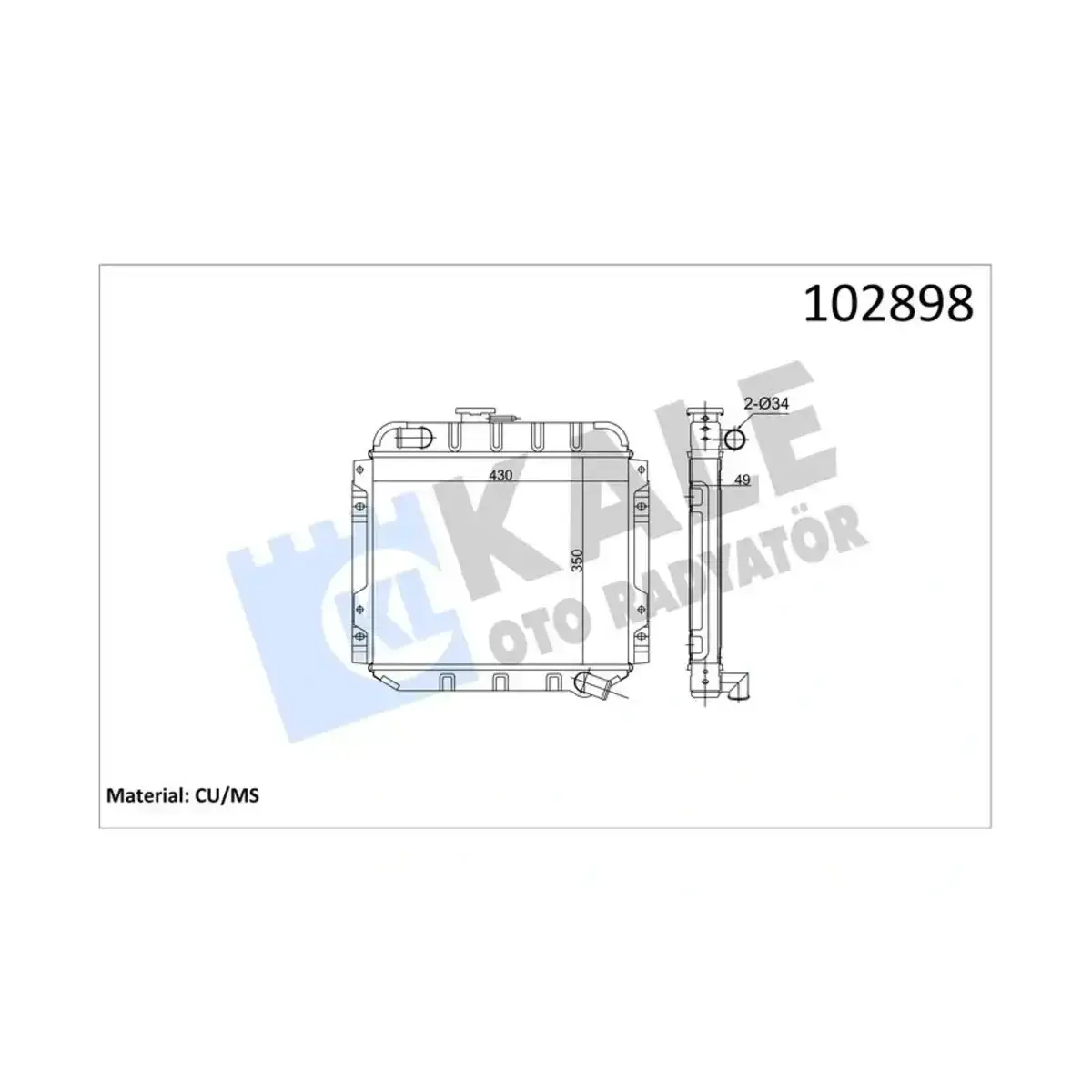 102898 RADYATOR TAUNUS 2.0 CC 3 SIRA PS KALE