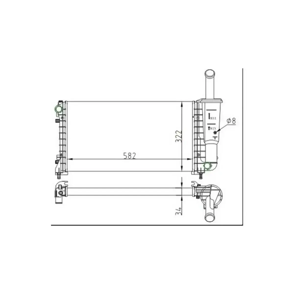 51723827 RADYATOR PUNTO II 1.4I 99> 61923 MT (582×322×34) ORIS