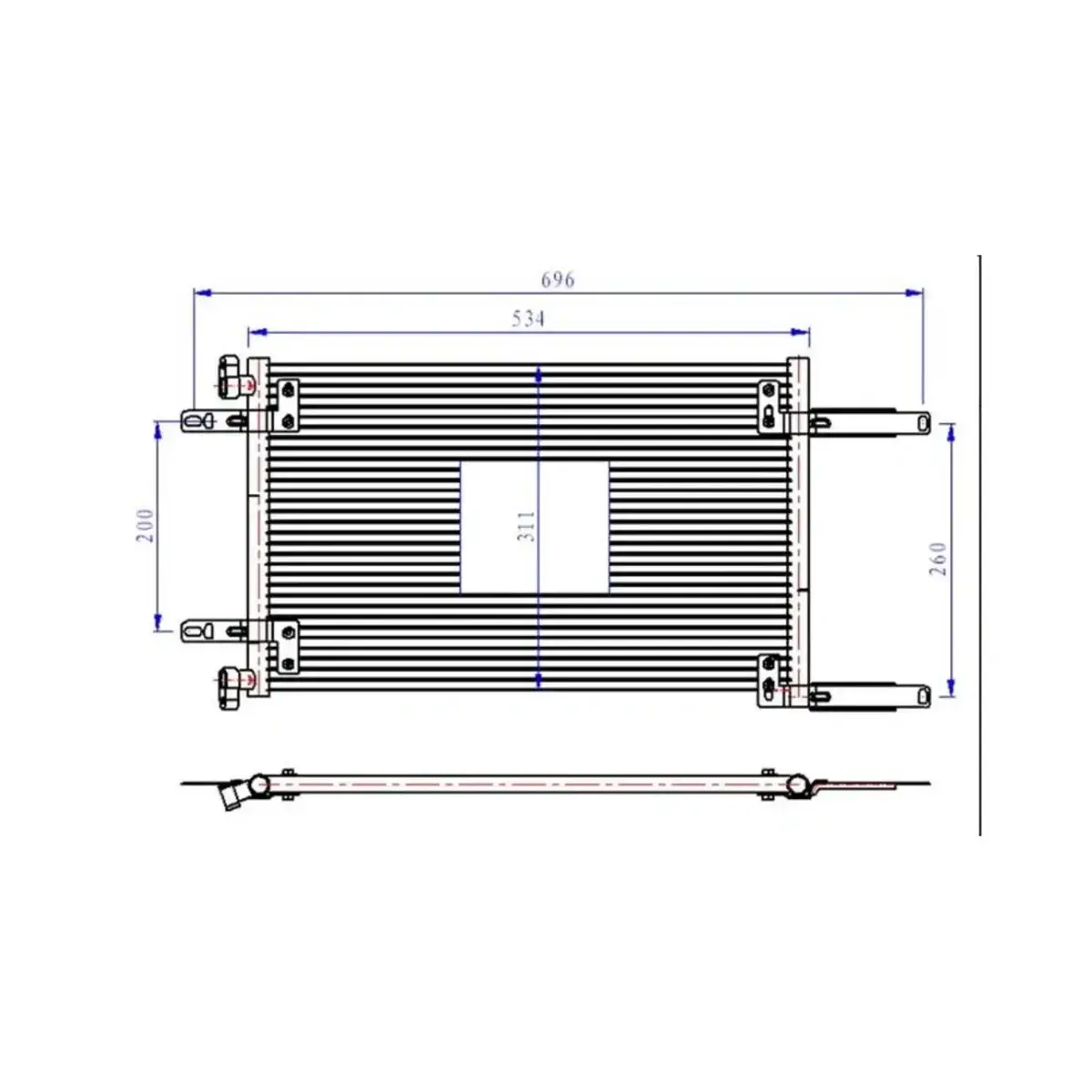 46811208 KLIMA RADYATORU (KONDANSER) DOBLO 01> 1.9 DZL (534x219x16) ORIS