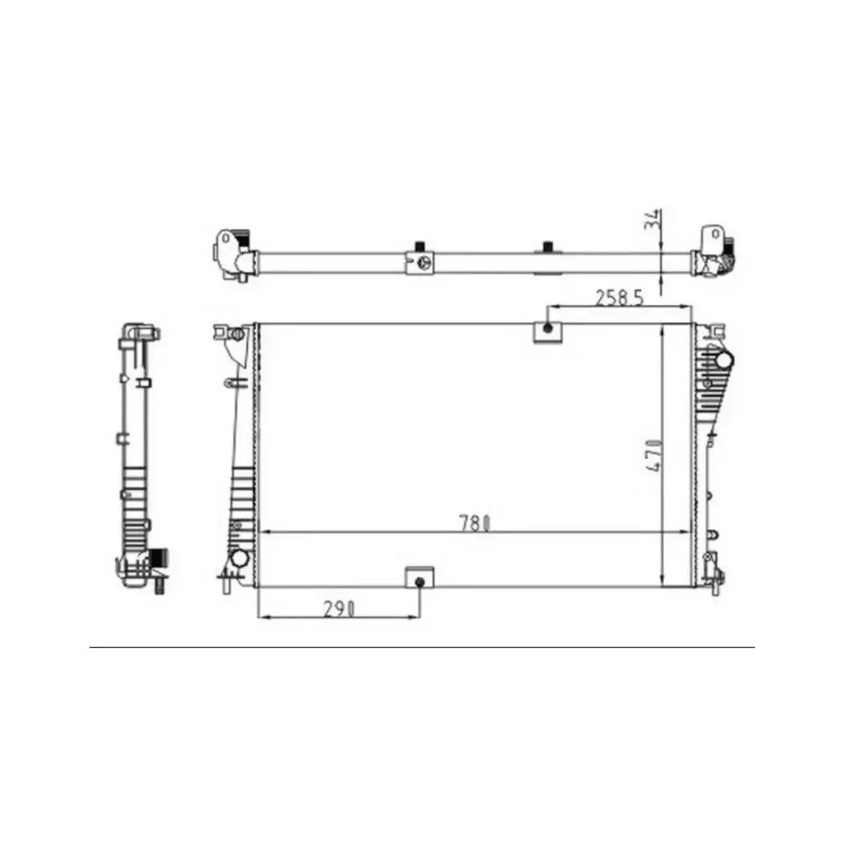 8200465488 RADYATOR TRAFIC II 2.0 DCI 01> 630709 93857125 MT (780×470×34) ORIS