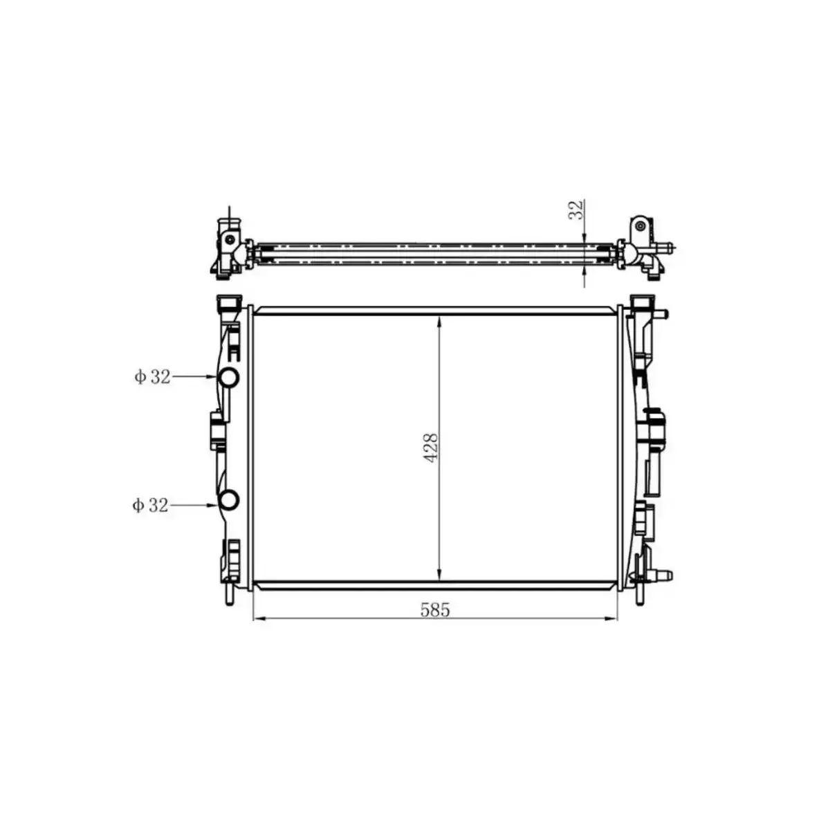 8200115542 RADYATOR MEGANE II 02>SCENIC 03>1.5 1.9DCI 1.4 1.6 2.0 16V (AC+KLIMASIZ+MEK) (585x428x32) ORIS