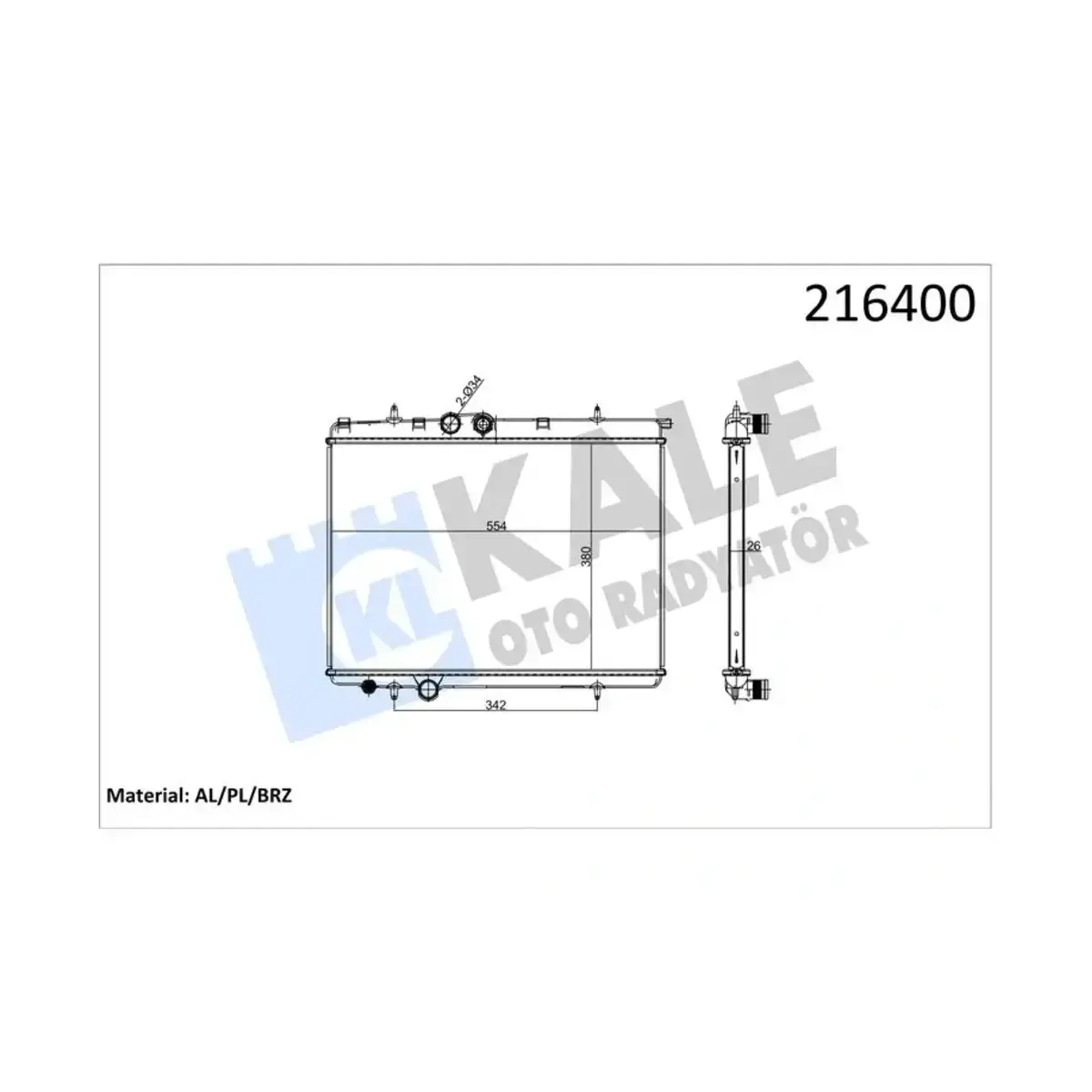 1331.CZ RADYATOR P206 2.0HDI (MT) AL/PL/BRZ KALE