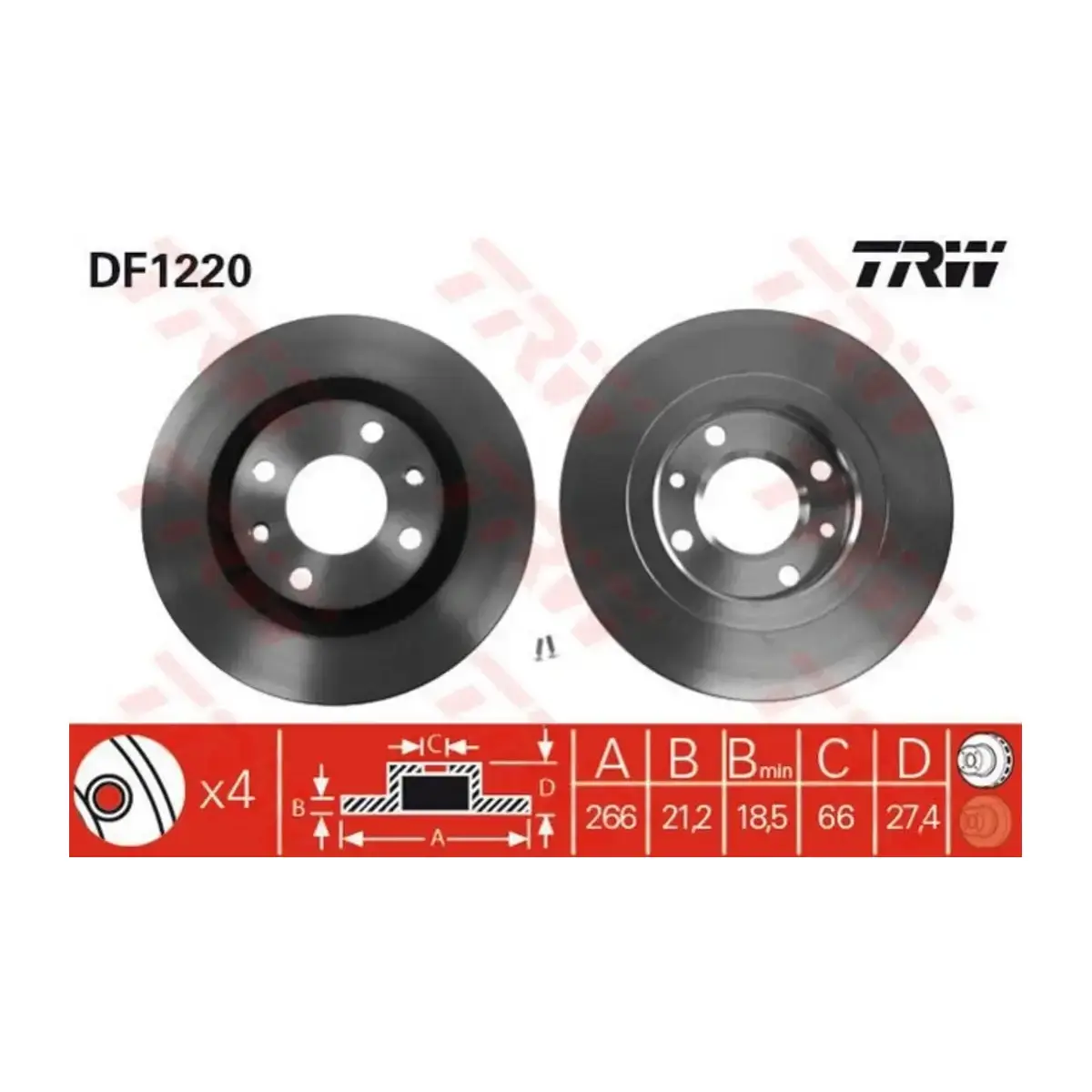 DF1220 FREN DISKI ON BERLINGO 1996- BX 1986 - 1994 XANTIA 1993 - 2003 XSARA 1997 - 2005 XSARA PICASSO 1999- TRW