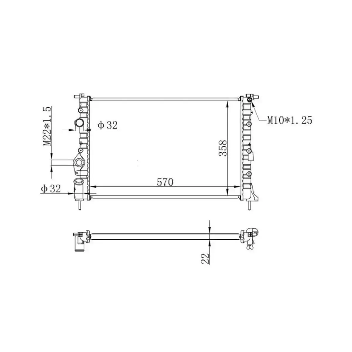 7700838135 RADYATOR MEGANE 1.6I 2.0I (96 99) 2.0I 99>SCENIC I 1.9DTI DCI (99 03) (KLIMASIZ+MEK) (570x358x22) ORIS