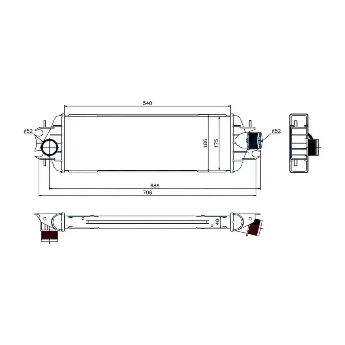 8200219497 TURBO RADYATORU (INTERCOOLER) AL PL BRZ TRAFIC II PRIMASTAR VIVARO 2.5 DCI ORIS