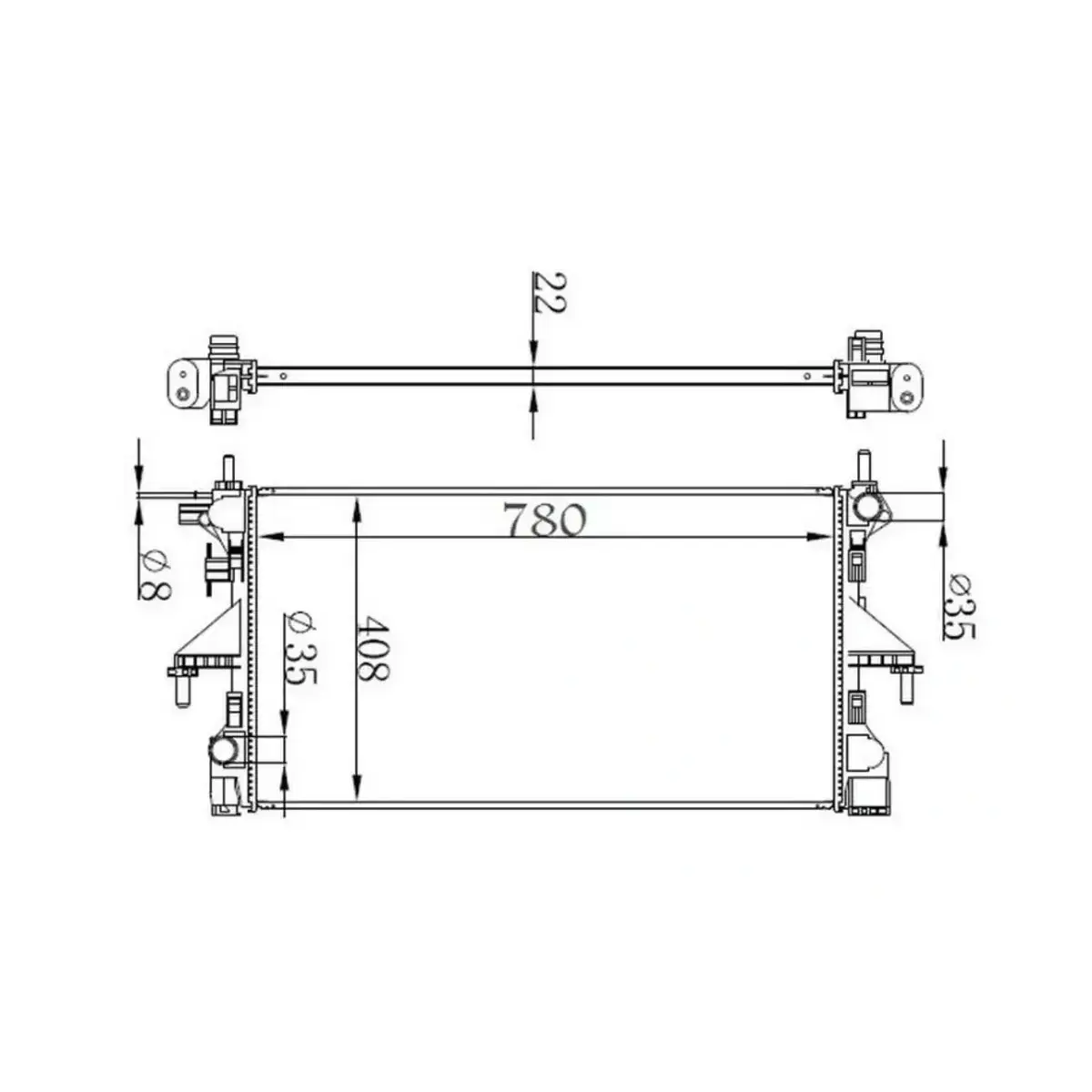 1382421080 RADYATOR DUCATO IV(780 MM) (2015>) 606554 MT (780X408X22) ORIS