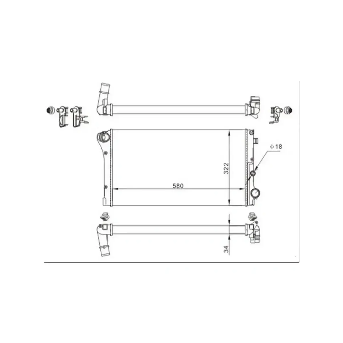 51773195 RADYATOR PANDA 44621 MJTD 03> 617847 MT (580×322×34) ORIS