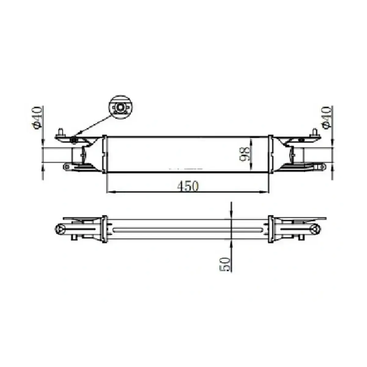 55700449 TURBO RADYATORU GRANDE PUNTO 05>MITO 08> 1.3 MTJ A M (450X98X50) ORIS