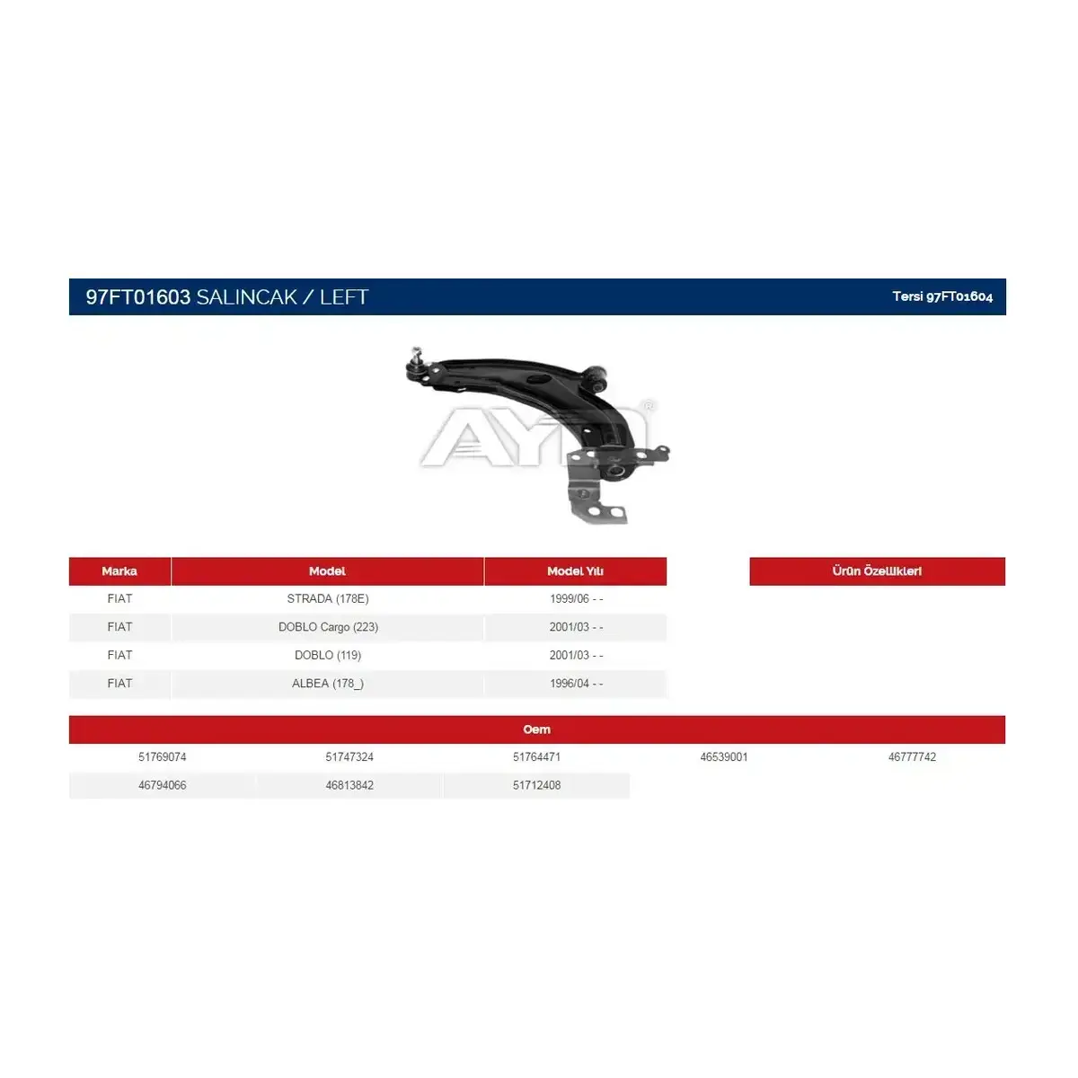 51769074 SALINCAK SOL ROTILLI ALBEA-DOBLO-PALIO 1.2-1.3 MTJ 01=> AYD