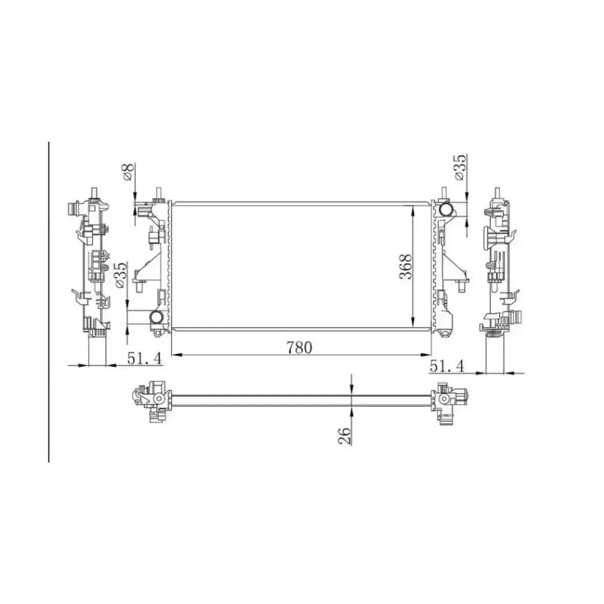 1340359080 RADYATOR DUCATO BOXER JUMPER 2.2 HDI 06>(KLIMASIZ+MEK) ORIS