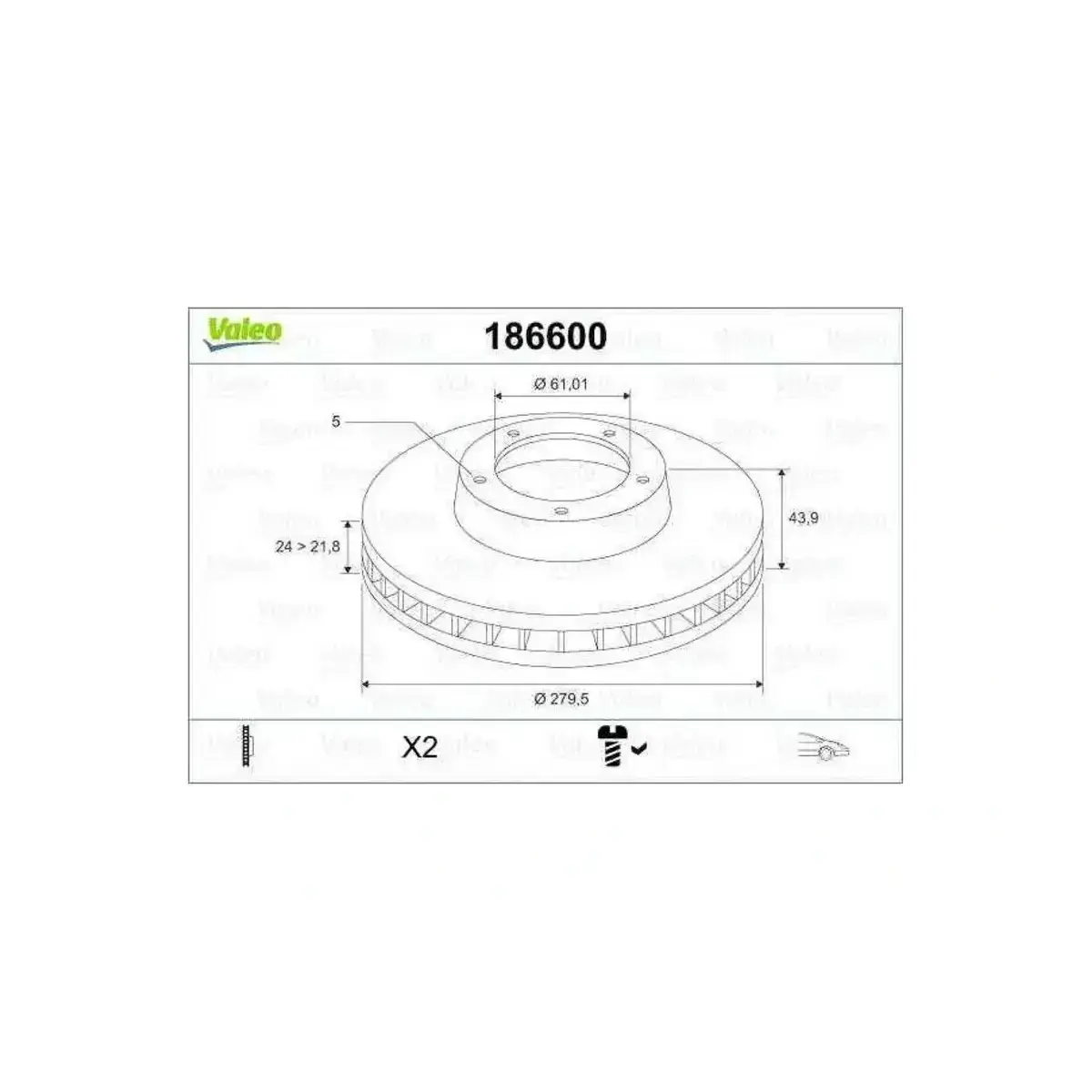 7700802231 FREN DISKI ON LAGUNA I SAFRANE II SCENIC II ESPACE III 1.8 16V 2.0 2.2 2.5 20V 2.5-3.0 (280x24x5DLxH VALEO