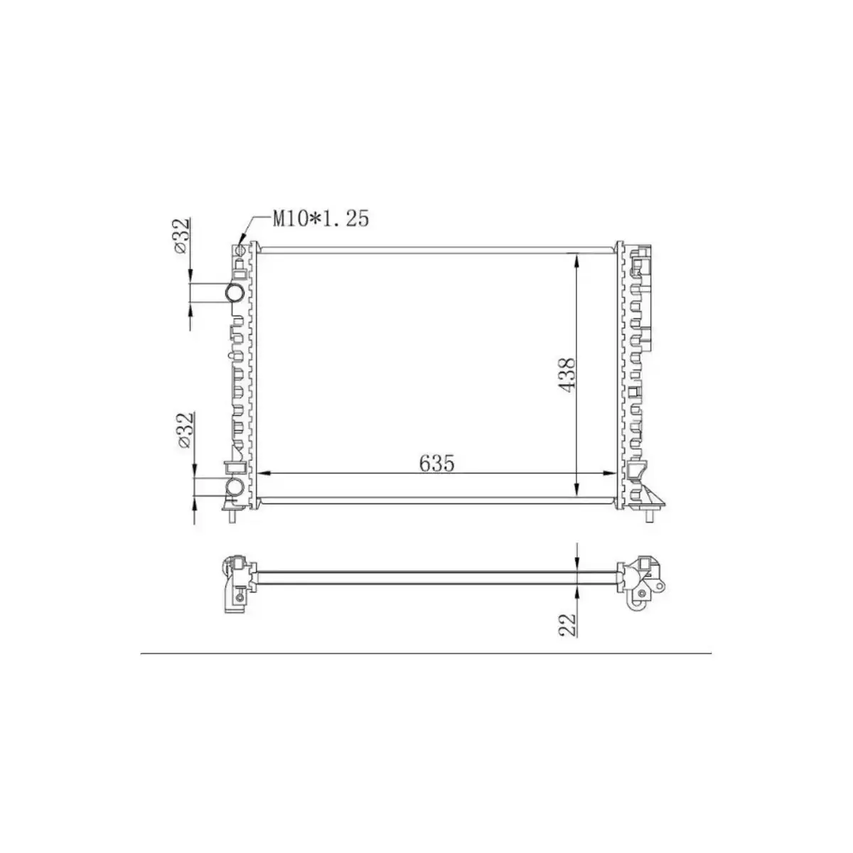 7701045410 RADYATOR LAGUNA (97 01) ESPACE III (99 02) 1.6 1.8 2.0 1.9D (KLIMASIZ+MEK) (635x438x22) ORIS