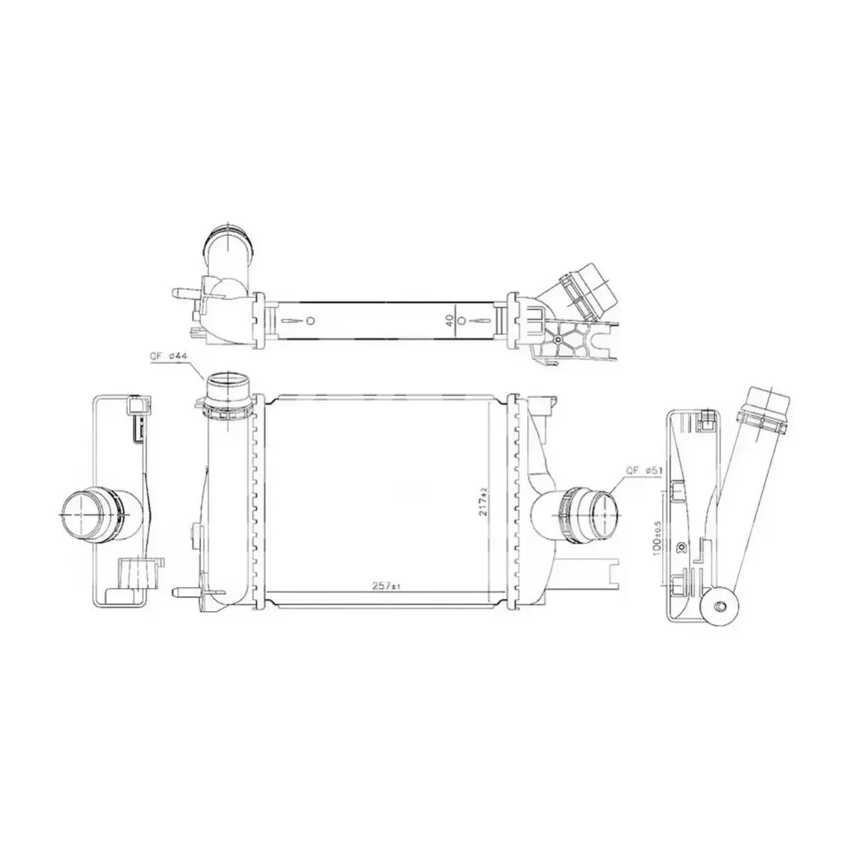 144963014R TURBO RADYATORU (INTERCOOLER) CLIO IV DOKKER DUSTER LODGY LOGAN SANDERO 0.9TCE 12> A M (257X217X40) ORIS