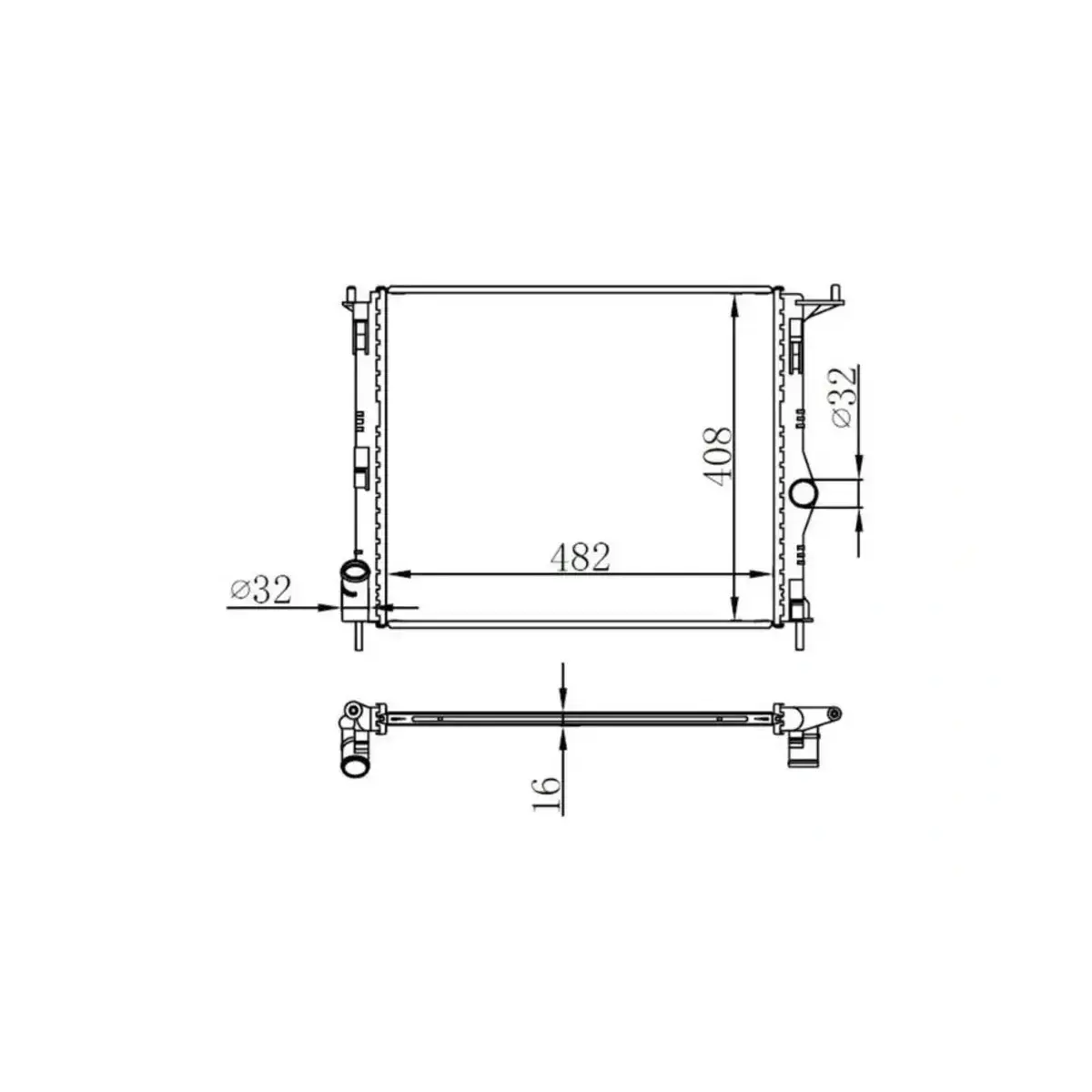 8200735038 RADYATOR LOGAN 1.4 1.6 08> (482x408x16) (Mek.Sanz.) ORIS