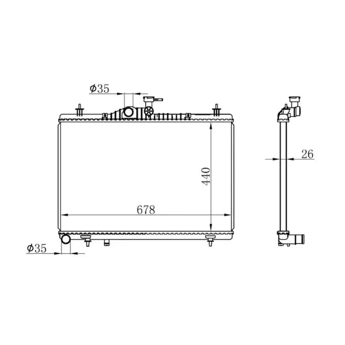 21400JY01A RADYATOR KOLEOS 2.0D 028> (MEK) (440x678x26) ORIS